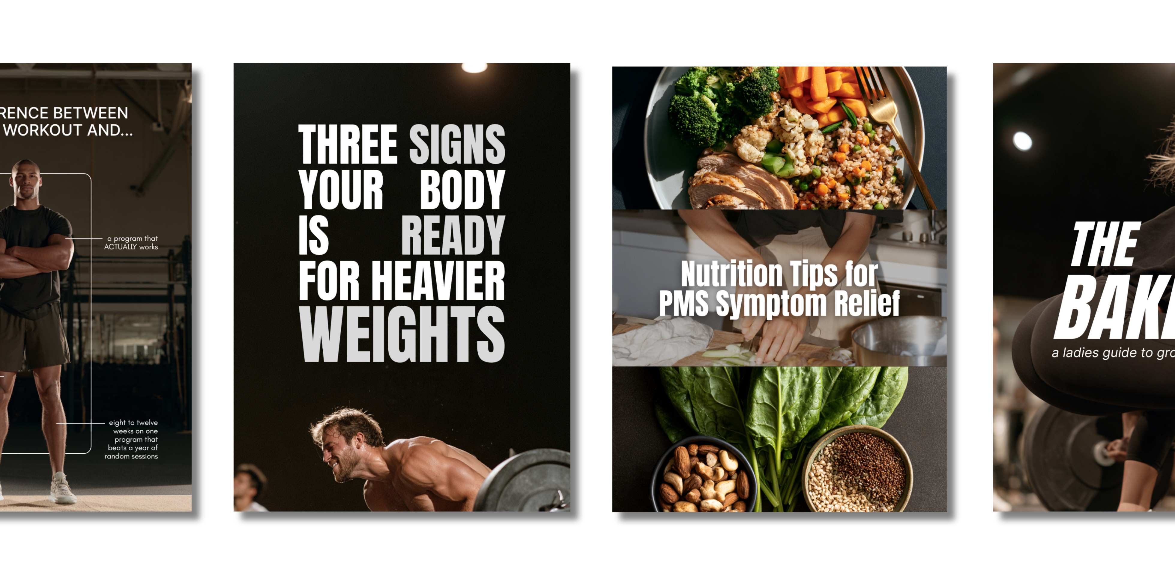 Examples of ready-to-customize Instagram post templates from Gym Content Co
